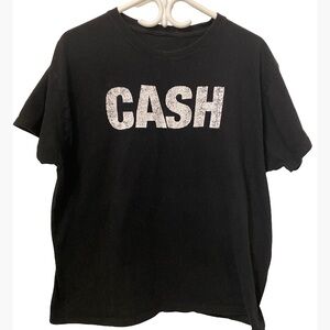 Johnny Cash Classic Black Tee with Bold Print Bamd Shirt